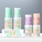 Vector Lip Balm, Face Cleanser or Beauty Clay Mask Stick Pastel Color Semi Transparent Tube Packaging.