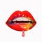 Vector lips with dripping rainbow fluid