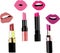 Vector lipstick and lips pattern. Glamour fashion decoration.