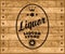 Vector liquor label on wooden background