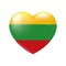 Vector Lithuania Flag Heart icon. Lithuanian glossy button. Country love symbol. Isolated illustration