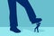 Vector of a little businessman being crushed by a giant foot