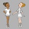 Vector little cute ballerina in graceful poses, ballet dancer. print for clothes and cards