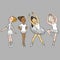 Vector little cute ballerina in graceful poses, ballet dancer. print for clothes and cards