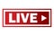 Vector live stream logo. Red Live button. Live broadcast sign. Online broadcasting symbol. Stock image