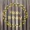 Vector llustration Happy Birthday concept. Illuminated garland on a wooden background. Glowing greeting card. Design