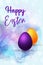 Vector llustration Happy Easter Day. Colorful Eastern Eggs on a abstract watercolor background greeting card. Design