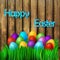 Vector llustration Happy Easter Day. Colorful Eastern Eggs on a wooden background greeting card. Design template for