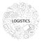 Vector Logistics pattern with word. Logistics background