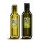 Vector logo 2 green glass Bottles with pure Olive Oil