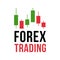 Vector logo with candlestick trading chart analyzing in forex