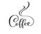 Vector logo of coffee calligraphic text with steam. Black and white handwritten lettering word for icon cafe, menu