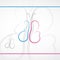 Vector logo desgin. Mother and child line in butterfly shape. Pregnat mother and mother holding baby in hand. Pink and blue colour