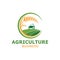 Vector logo design for agriculture, agronomy, wheat farm, rural country farming field, natural harvest