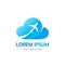 Vector logo design for airlines, travel agencies, tourism apps, logistics companies. Airplane and cloud icon