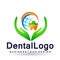 Vector logo design illustration for globe dental clinic healthcare dentist practice teeth treatment for healthy mouth