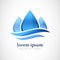 Vector logo design template. Abstract blue water drop, wave shape. Business, technology, nature, ecology symbol