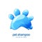 Vector logo, emblem, label design elements for pet shampoo, cosmetic care or grooming.