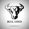 Vector logo, emblem, label template with black and white Bull head