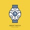 Vector logo icon with brain and clock. Smart watch outline flat illustration.