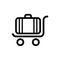 Vector logo illustration of the classic traveller luggage icon on a trolley with wheels