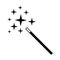 Vector logo illustration of a magician wand stick with magic sparkles icon