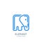 Vector logo, label or emblem design template with linear style square elephant.