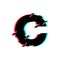 Vector Logo Letter C Glitch Distortion Diagonal