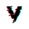 Vector Logo Letter V Glitch Distortion Diagonal