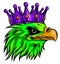 The Vector logo queen of eagles. Cute crown print style eagle of background.