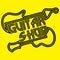 Vector logo template of black lines on yellow background for guitar store