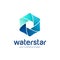Vector logo template. Sign for cleaning pipes and sewage systems, water filters. Clean water. Water square