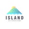 Vector logo template for tourism and travel. Island sign
