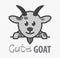 Vector Logo of Ñute funny smiling cartoon goat. Modern humorous logo template with image of the lamb. Butchery logo. Veterenary.