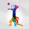 Vector logo volleyball. volleyball players hits a ball