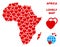 Vector Love Africa Map Mosaic of Hearts