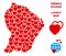 Vector Love French Guiana Map Collage of Hearts