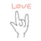 Vector : Love hand sign in doodle pencil brush style, love conce