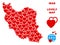 Vector Love Iran Map Collage of Hearts