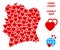 Vector Love Ivory Coast Map Composition of Hearts
