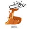 Vector love logo with cute deer family