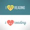 Vector love reading banner with heart and book in