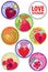 Vector love stikers colorful set different hearts
