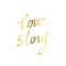 Vector Love story handwriting monogram calligraphy. Isolated text illustration element. Golden engraved ink art.