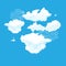 Vector lovely drawings of white clouds on blue background