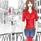 Vector lovely fashion girl on a Venice background