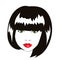 Vector lovely woman face with bob haircut, logo