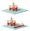 Vector low poly offshore oil rig drilling platform