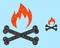 Vector Lowpoly Hell Fire Bones Icon