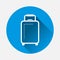Vector luggage icon on blue background. Flat image baggage wit